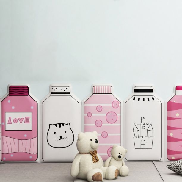 Panou de perete Soft Play cu burete, model Sticlute, pentru locuri de joaca de interior