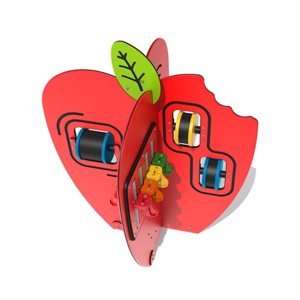 Panou interactiv muzical Apple pentru copii, +2 ani, 135.3x113 cm, metal si plastic HDPE, rosu