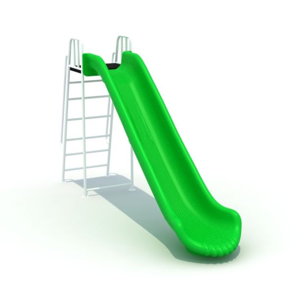 Tobogan clasic de exterior pentru copii, 395x60x270 cm, metal si plastic LLDPE, verde