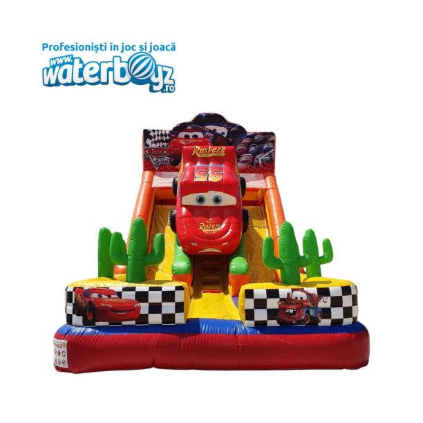 Tobogan gonflabil profesional Cars cu două pante 10x8x9 cu garantie 12 luni