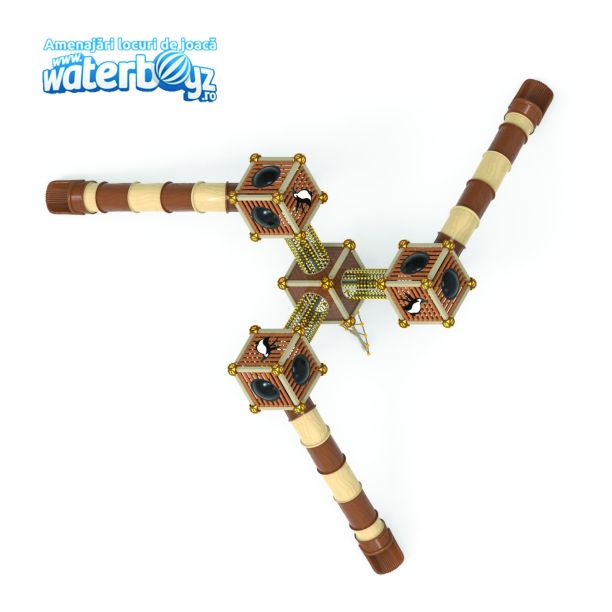 Complex de joaca pentru copii de metal Treehouse 4, exterior, 5-12 ani , 1370x1340x340 cm