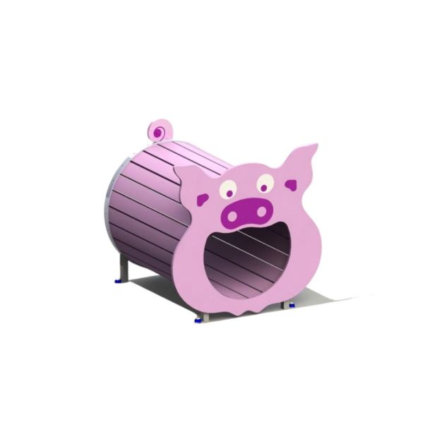 Tunel Piggy Toddler, 1-3 ani, 99x98x96 cm, lemn, roz